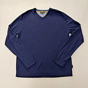 Ted Baker Preppy Men’s Navy Blue V Neck Wool Silk Cashmere Sweater Size 5